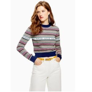 Topshop Slogan Fair Isle Jumper